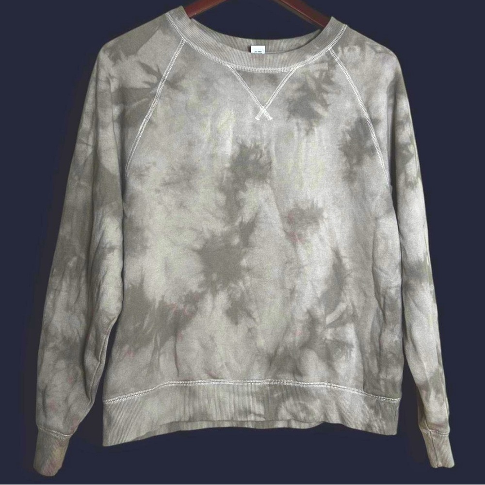Old Navy Stormy Grey/White Tie-Dye Easy Vintage Crewneck Pullover Sweatshirt